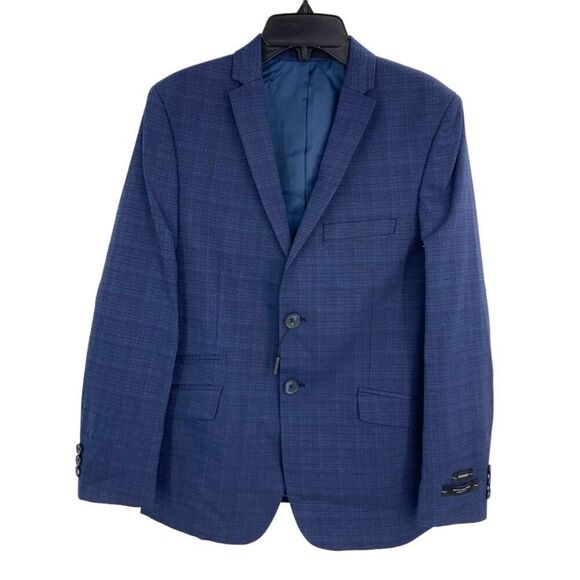 Andrew Marc Kids Blue Textured Two Button Skinny Fit Suit Jacket Size 14R NWT - Picture 2 of 5